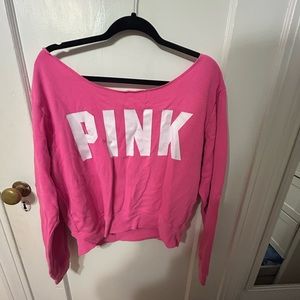 PINK pink off the shoulder sweatshirt